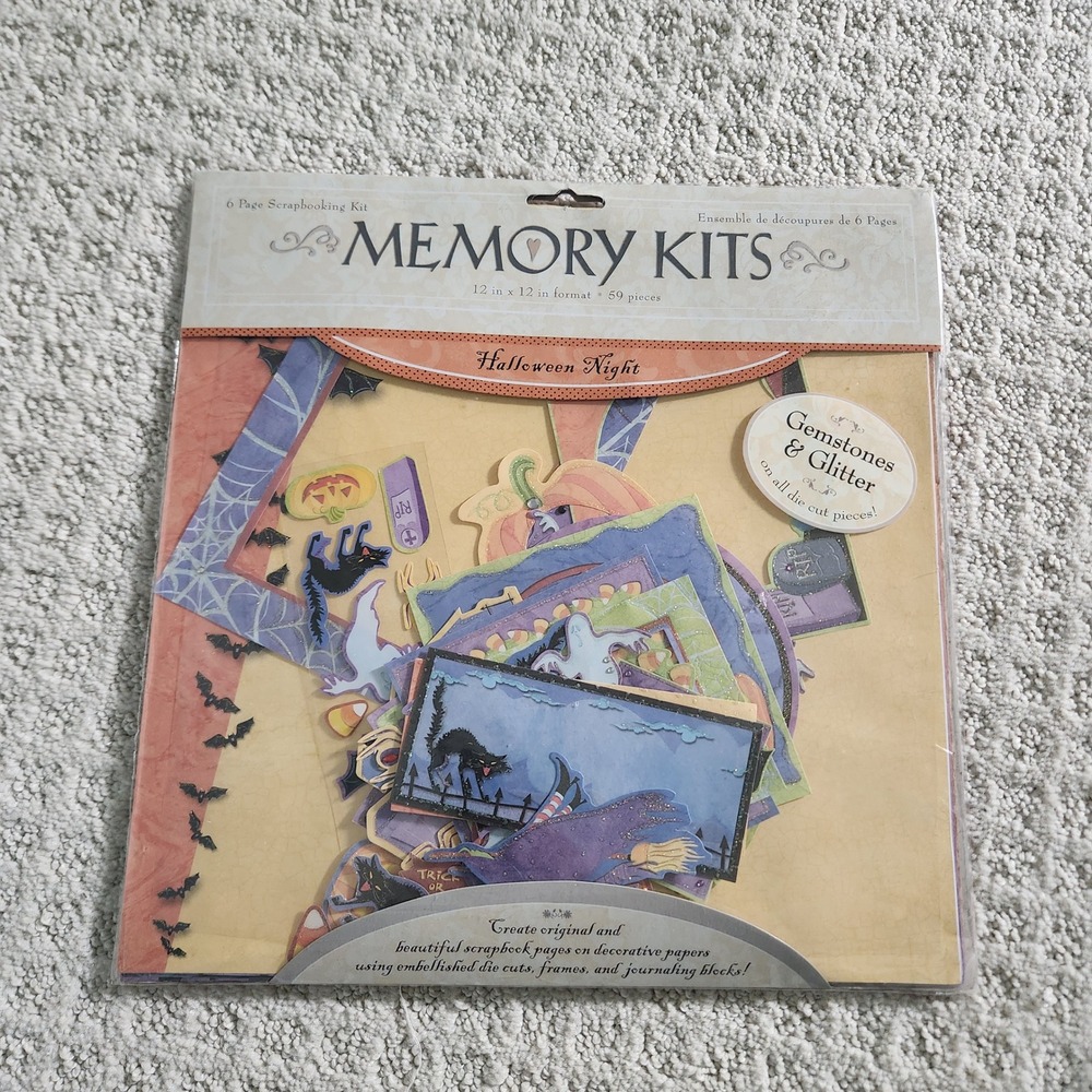 Amscan Halloween Night Memory Kit 12x12 Scrapbook 59 Piece Set Glitter Gemstones